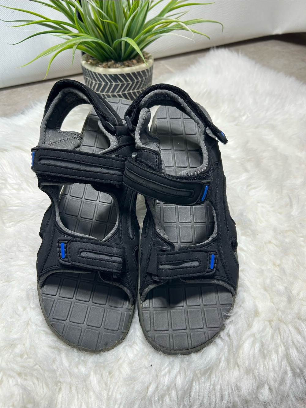 OZARK TRAIL Size 11 M  Black Active Sandals with Blue Accents
